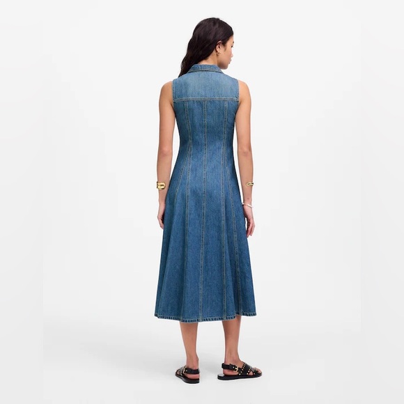 Madewell Pleated Midi Shirtdress in Billings Wash: Airy Denim Edition Sz 8 EUC - Picture 3 of 12